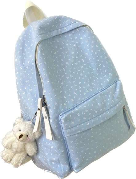 クマ柄 水色 リュック・バックパック Amazon.co.jp｜かわいいリュック バッグ 熊ストラップ付き 軽量 ノート