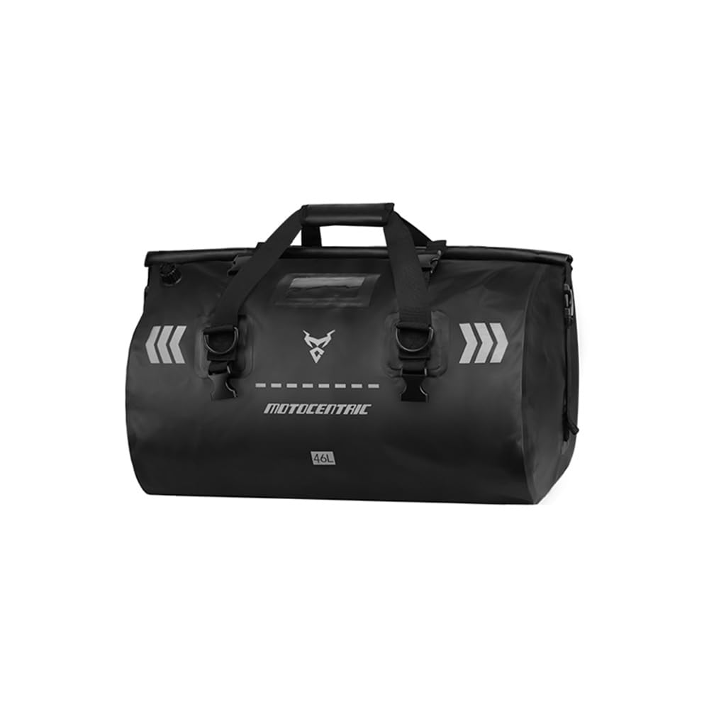 Sacs de voyage en PVC 500D pour moto, sac sec, 46 L/66 L, sac de queue de moto pliable de grande capacité, coffre arrière étanche, sac de sacoche de moteur (noir, 46 l)