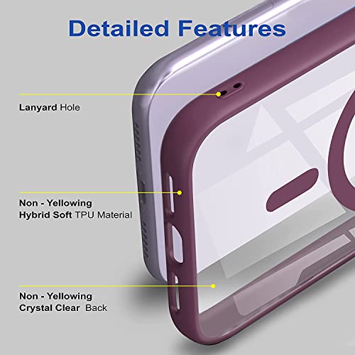 Image of JUMPSTART iPhone 14 Pro Silicone Back Cover Mobile case with MagSafe Wireless Charging case magsafe Charger|Magnetic Clear Slim Thin Bumper Phone Cover for iPhone 14 pro -WineRed