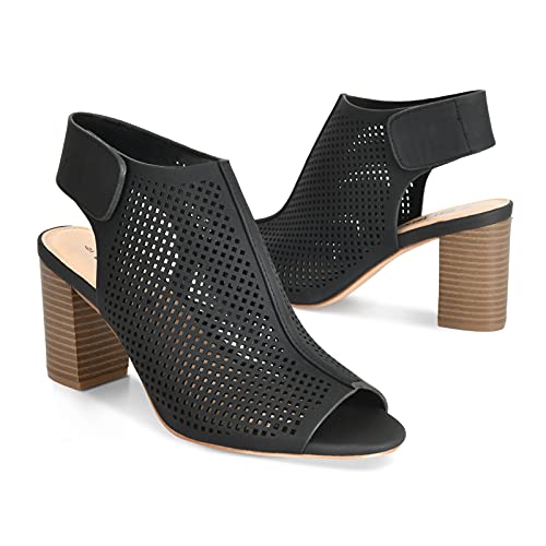 BEST TRENDY Peep Toe Booties Women, Ankle Booties Skeleton Boots Hook & Loop Strap Mid Block Heel Sandals for Women2