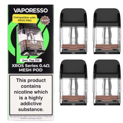 Vaporesso Xros Pods (0.4) - 4 Pack Available in 0.4 0.6 0.8 1.0 1.2 Compatible With Vaporesso Xros Range Only - No Nicotine (0.4)