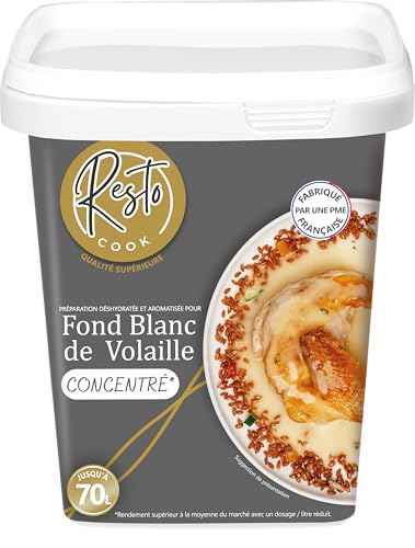 Resto COOK - Fond Blanc De Volaille Déshydraté 700 g - Jusqu’à 70 L - Fond De Volaille Base De Sauce Pour Cuisine Professionnelle Et Domestique - Qualité...