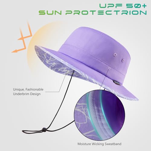Image of UPF 50+ Foldable Sun Hat Patterned Under Brim Bucket Hats for Summer Hiking Fishing Beach Safari Men Women