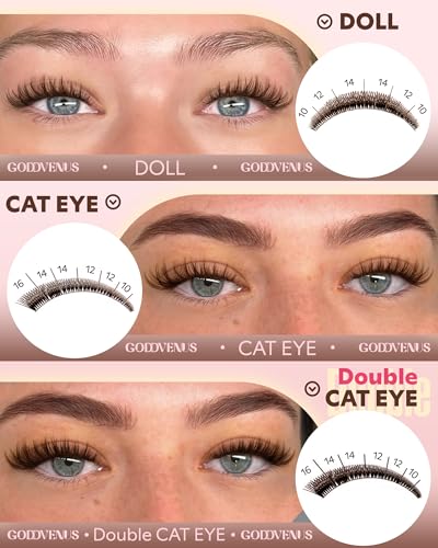 Image of Brown Wispy Eye Lash Clusters Kit Natural Cluster Eyelash Extensions Kit False Eyelash Clusters Fluffy DIY Individual Lash Extensions Kit C Curl