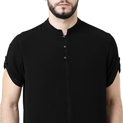 Image of Identiti Short Sleeves Solid Slim Fit 100% Viscose Casual Shirt /Kurta for Men