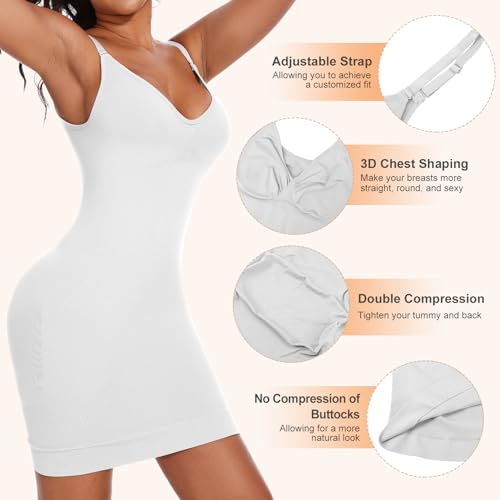 Image of Betaven Strapless Shapewear Dress Full Slip Dress for Women Seamless Body Shaper Under Dresses Tummy Control Dress