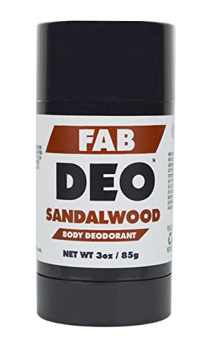 FabDeo SANDALWOOD Natural Deodorant 3 oz - Vegan and Cruelty Free - No Sulfurs or Heavy Metals - America's Favorite
