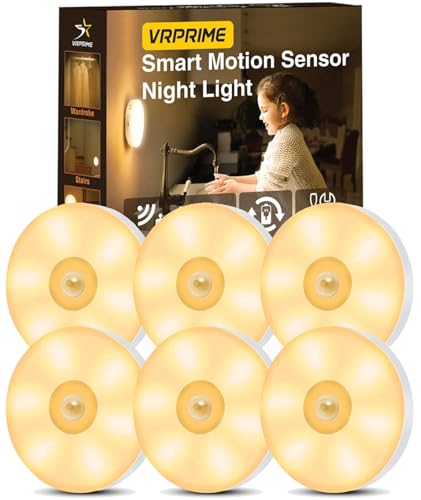 Image of Rechargeable Motion Sensor Night Light for Home, Bedroom, Pack of 6 | Body Induction Lamp, Automatic On /Off Sensor