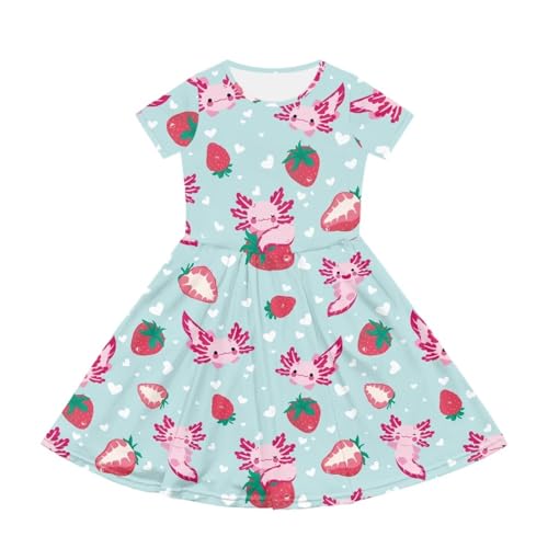 Girl Maxi Dress Floral Short Sleeve Dresses with Pockets Cozy Sunmer T Shirts Dress for Girls 2-14 Years