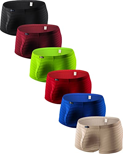 iKingsky Men's Big Pouch Boxer Briefs Shinning Shorts Underwear Stretch Low Rise Bulge Trunk Under Panties for Men