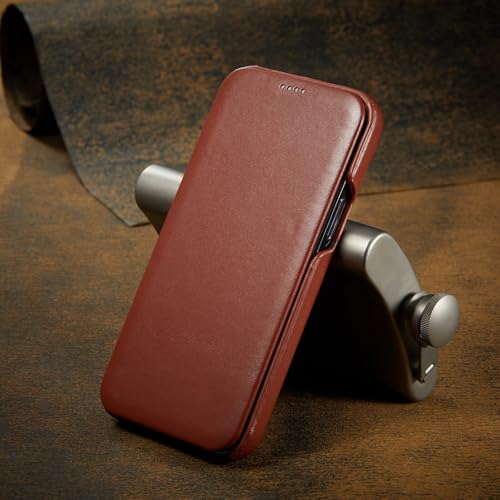 Étui iPhone 14 Plus marron en cuir véritable pour vos déplacements de style