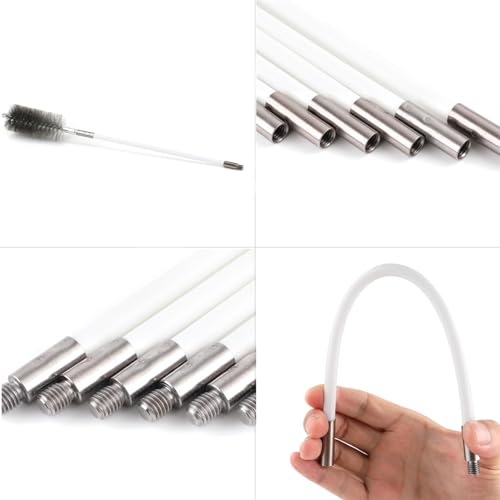 Image of 50 Inch Pipe Cleaning Brush Set with Stainless Steel Bristles | Wire Brush With 4 Flexible Rods, Stainless Steel Pipe Brush 4pcs For Auto Parts, Bottles, Tubes. (3 /5, 1, 1 3 /5, 2 Inch )