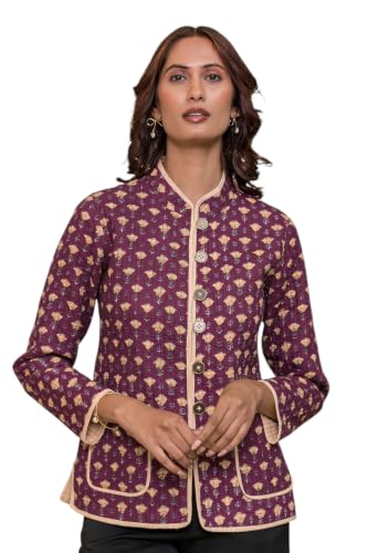 Image of Reversible Jacket for Women | Double Sided Quilted Jacket | Reversible Winter Jacket for Women | Stylish Ethnic Printed Jacket | Warm & Comfortable Casual Outerwear