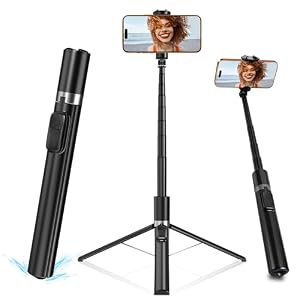 67" Selfie Stick Tripod, Auto Open for Phone with Remote