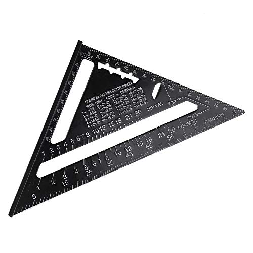 7/12 Inch Triangle Ruler, Aluminum Alloy Square Protractor High Precision Layout Measuring Tool for Engineer Carpenter