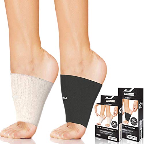 Physix Gear Sport Arch Supports for Plantar Fasciitis - 2 Pairs (1 Pair Beige + 1 Pair Black) Small