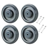 FLKQC 4Pack Shopping Cart Replacement Wheels Kit 5-inch Diameter Wheels with Axles Bolts (Grey)