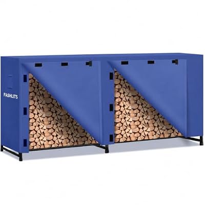 Fashlits 8ft Waterproof Firewood Rack Cover, Heavy Duty 600D Oxford Outdoor Storage Wood Rack Cover For Outdoor, Indoor, Patio(Cover Only, Rack Not Included)
