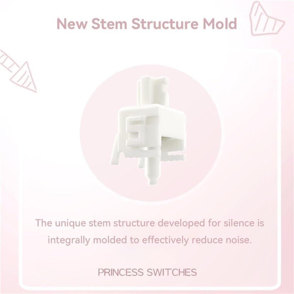 MMD Princess Silent Switch, Interrupteur Linéaire Pré-lubrifié À 5Pin pour Clavier Mécanique Personnalisé(110PCS)