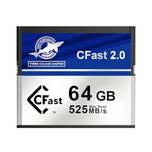 Dogfish 64GB CFast 2.0 Memory Card Up to 525MB/S Read Professional 4K Video Recording & RAW Photography CFast Card for DSLR/Cinema Cameras
