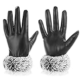 【PU-Leder-Material】 Die warmen Winterhandschuhe für Damen bestehen aus PU-Leder mit weichem Griff, Geschmeidigkeit, Stärke und dauerhaftem Komfort. Lassen Sie die Handschuhe Ihre schicken Essentials für kaltes Wetter sein.