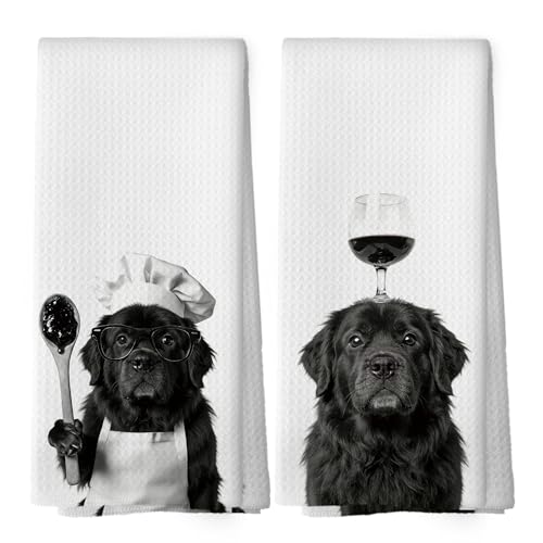 XPH Funny Newfoundland Hand Towels, Newfoundland Gifts for Women Men, Dog Mom Dad Lover Gifts Hand Towels for Bathroom Decorations, Funny Dog Bathroom Decor 16x24inch Set of 2