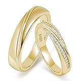 Meissa Promise Rings for Couples His and Her Wedding Ring Band 925 Sterling Silver 2Pcs Engagement Marriage Rings Set Custom Personalized Engravable Matching Rings Gold Plated Size 6-11