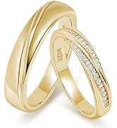 Meissa Promise Rings for Couples His and Her Wedding Ring Band 925 Sterling Silver 2Pcs Engagemen...