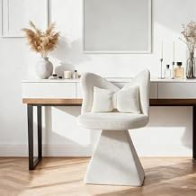 Chenille Swivel Vanity Chair, Butterfly Stool with Bow Pillow,Makeup Seat