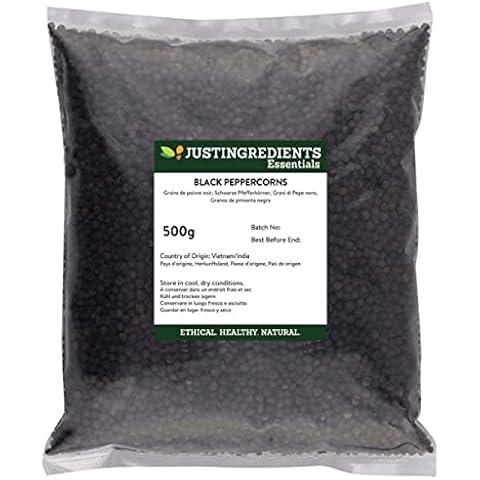 JustIngredients Essentials Black Peppercorns, 500 g Cover