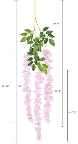 Duovlo 12 Piece Artificial Silk Wisteria Vine 3.6 Feet Ratta Hanging Flower Garland String Home Party Wedding Decor (Light Pink) #TOP1