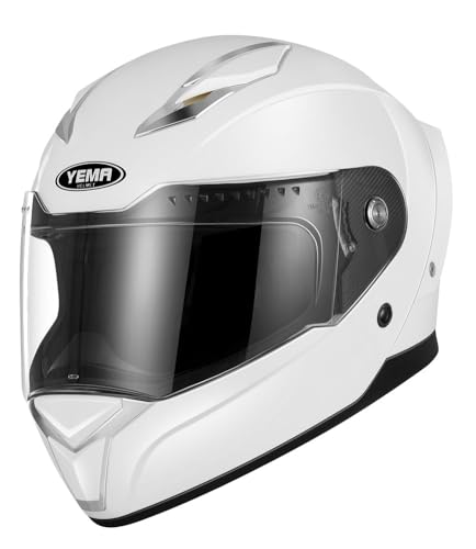 YEMA YM-850 - Casco integral para moto, casco integral para mujer, hombre y adulto, color blanco - M