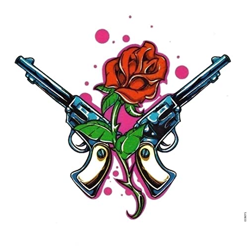 Avastore Temporäre Tattoos, Damen, Gun and Roses, sexy Tattoo, für Damen, Gun and Roses, 2 Stück Cover