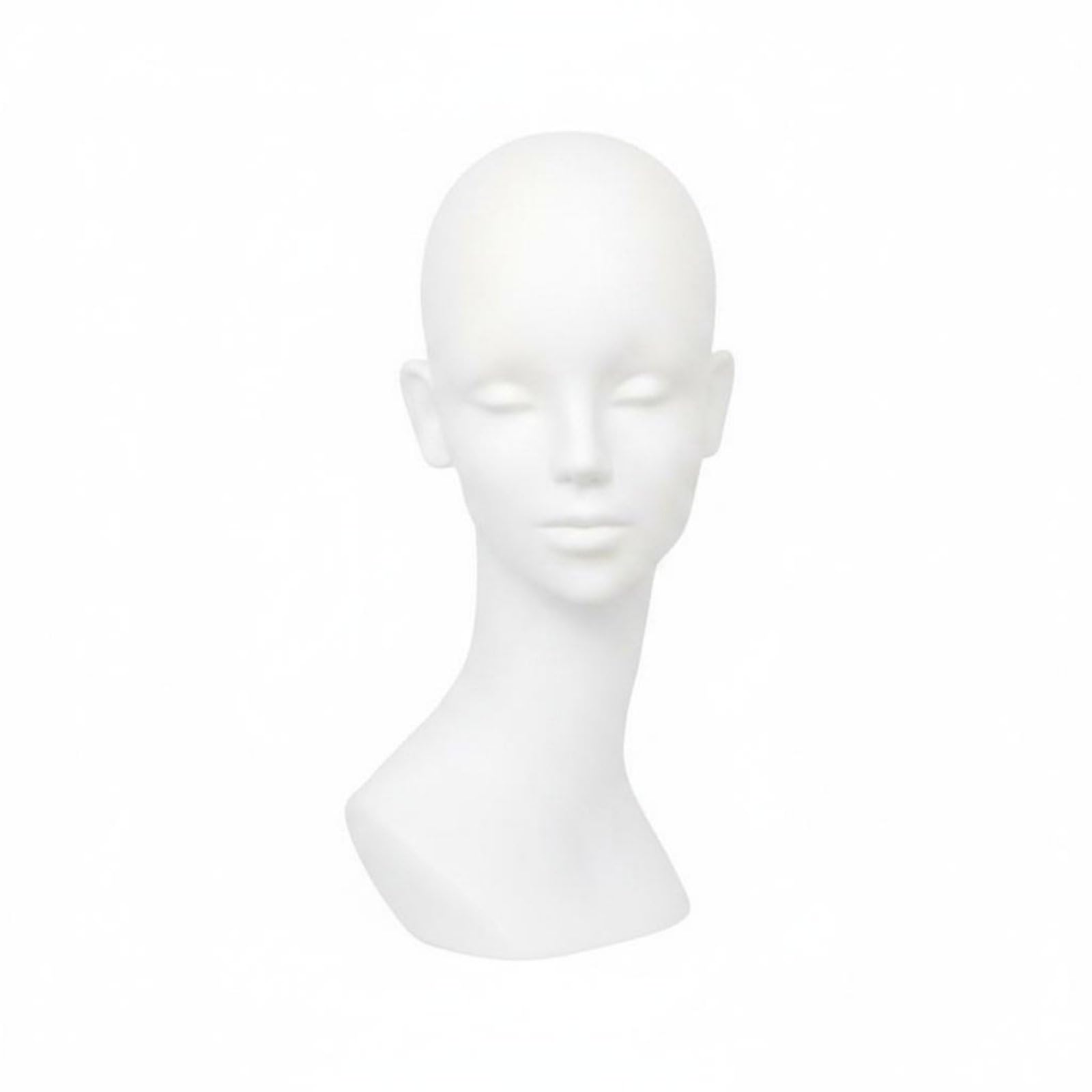 Testa Manichino Parrucca Espositore Supporto Base Porta Cappelli con Superficie Antiscivolo in PVC per Modellare Conservare E Presentare Accessori, Bianco Opaco
