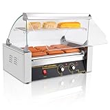 Calentador de vapor para hot dogs marca Nostalgia baja a su menor precio Rodillo de perro caliente, 7 rodillos para perros calientes, 18 perros calientes, capacidad de 1050 W, acero inoxidable,...