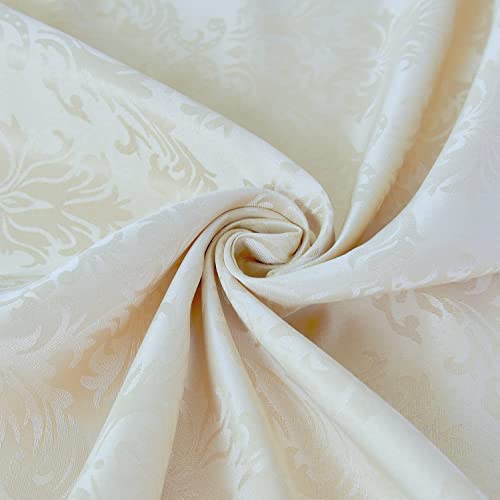 Sastybale Rectangle Tablecloth - 60 X 120 Inch Beige Cream Damask Table Cloth Jacquard Design Spill Proof Wrinkle Resistant Waterproof Soft Polyester Oblong Table Cover For Kitchen Parties(Ivory) #TOP4