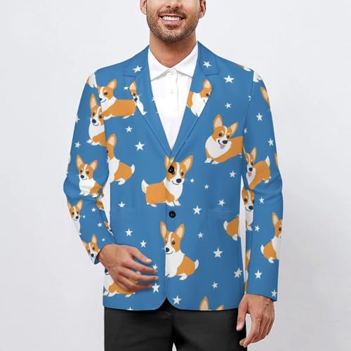 Cute Corgi Mens Casual Blazer Button Suit Jacket Lightweight Sport Coat for Work Business2