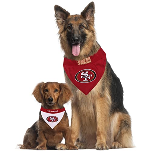 Pets First NFL DOG BANDANA - SAN FRANCISCO 49ERS REVERSIBLE PET BANDANA. 2 Sided Sports Bandana with a PREMIUM Embroidery TEAM LOGO, Small/Medium. - 2 Sizes & 32 NFL Teams available (SAN-3217-S-M) - Thumbnail 6