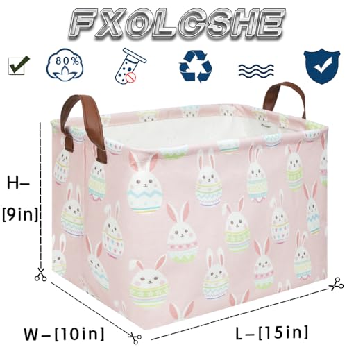Image of FXOLCSHE Rectangular Easter basket,Girl Easter basket,Nursery Hamper,Kids Toy Storage Basket for baby Bedroom,Kids Storage Bin,Toy Gift Organizerm,Home Decor(Pink Easter)