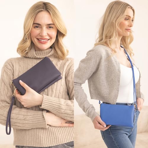 Image of JEN & CO. Riley Small Crossbody Bags Vegan Leather Wristlet Wallets Clutch Purses Shoulder Handbag for Women