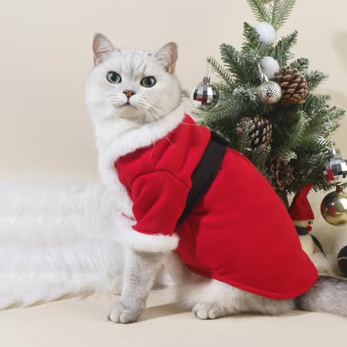 BAMY Roupão de banho para gatos de Natal Papai Noel, fantasia de cachorro de Natal, roupas quentes p