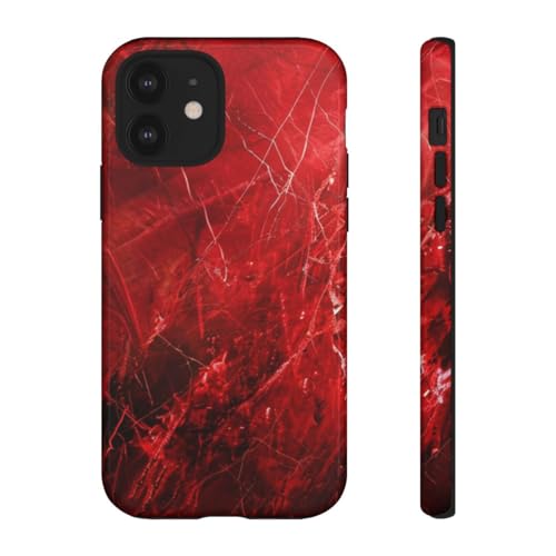Coque marbre rouge pour iPhone 12 brillant - Style chic idéal pour vos rendez-vous