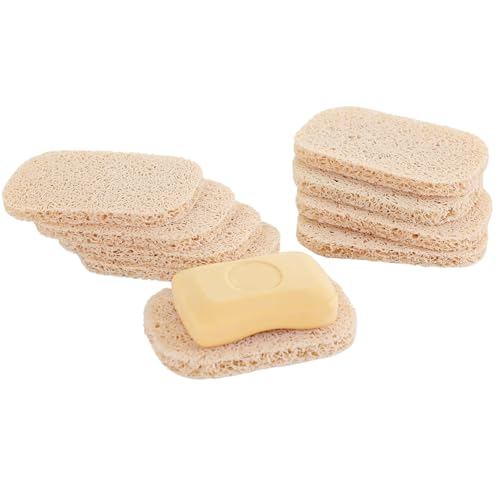 Snowkingdom 8 Pack Beige Soap Saver Holder for Bar Soap Draining Lift Pad 2.9" x 4.5" PVC Non-BPA Non Slip Durable