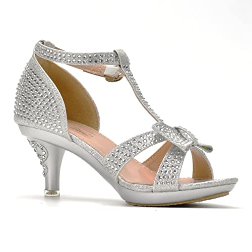 Image of Nova Utopia Toddler Little Girls Low Medium Heel Dress Sandal Flower Girl Shoes (size 9-4)