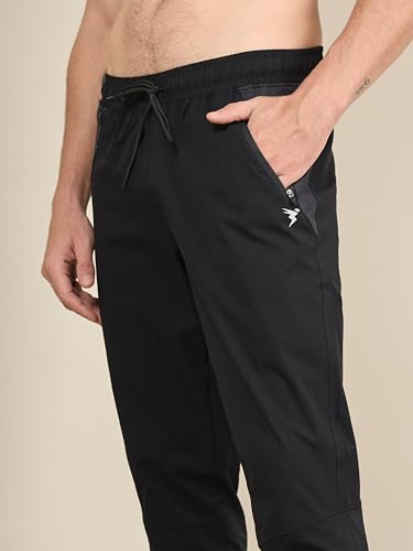 Image of TECHNOSPORT Mens Woven Regular Fit Activewear Joggers for Running, Gym, Sports and Regular Use Stretchable, Colorblock and Antimicrobial