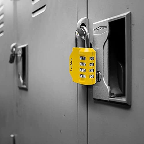 LeiMra 4 Digit Combination Padlock Outdoor Heavy Duty Secure and Weatherproof for Fence Gate Sheds, Gym, School, Garage Door, Toolbox