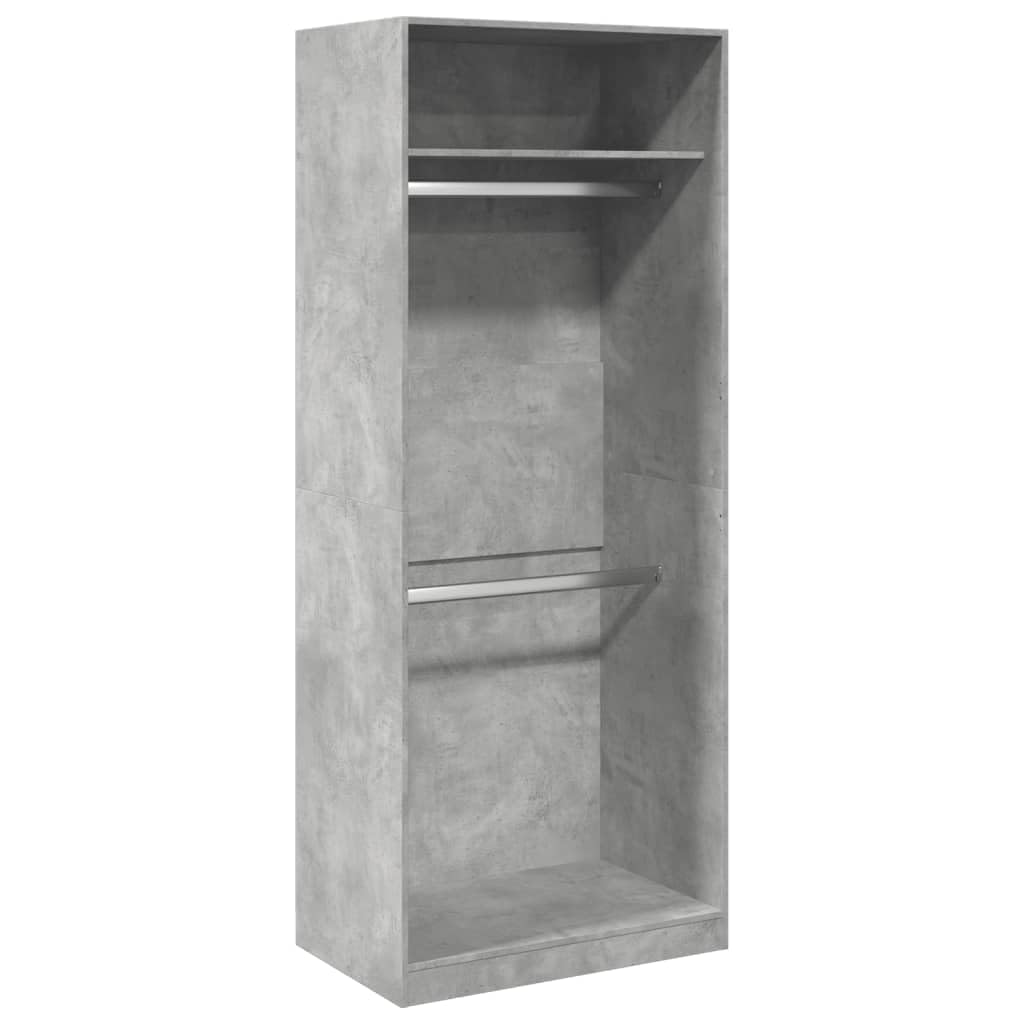 vidaXL Wardrobe, Closet for Bedroom, Clothes Storage Organiser with Hanger Bar, Clothes Cupboard, Armoire, Modern Style, Concrete Grey Engineered Wood
