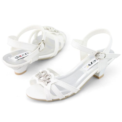 Shoezy Kids Girls Xmas Dress Casual Rhinestones Ankle Strap Low Heels Sandals