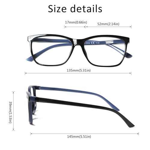 Image of Henotin 4 Pack Ladies Reading Glasses Blue Light Blocking Spring Hinge Readers Anti Eyestrain Computer Eyeglasses (Multicolor-5, 3.5)