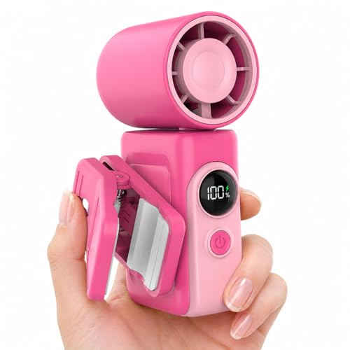 Image of Hotsales Clip-On Portable Fan for Strollers, Handheld Turbo Fan for Travel | Small But Mighty Mini Fan, Detachable 360 Rotating Clip, LED Display, Rechargeable, Summer Outings, Gifts For Women And Men